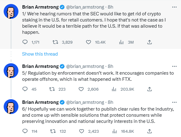 Coinbase CEO Brian Armstrong Twitter Screenshot
