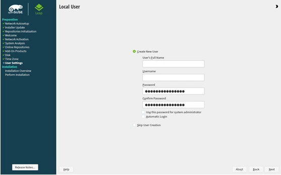 openSUSE Configure User Settings