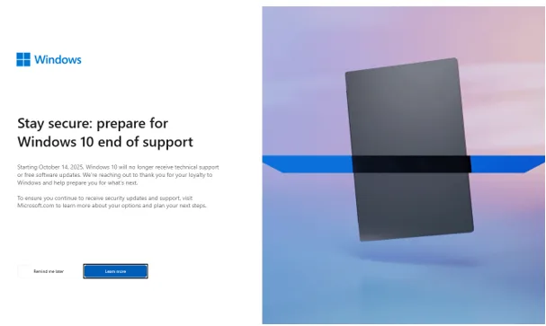Microsoft Ending Support for Windows 10
