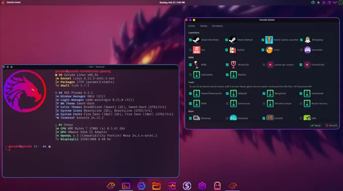 Garuda Linux Cyberpunk Aesthetics with Arch Power