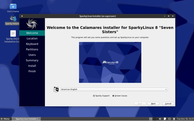 Install SparkyLinux 2025.12