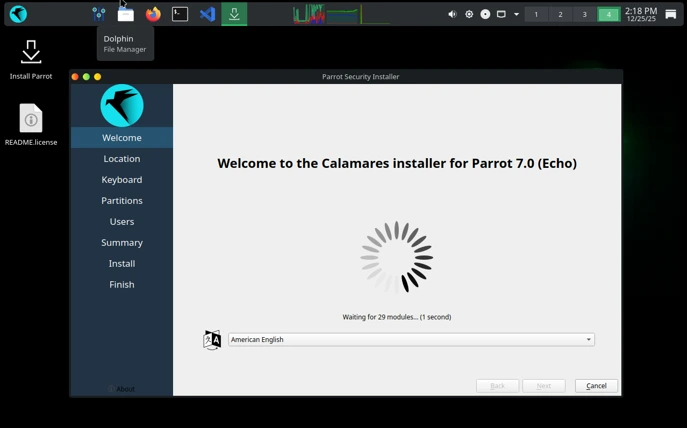 Parrot OS 7.0 Echo Installation