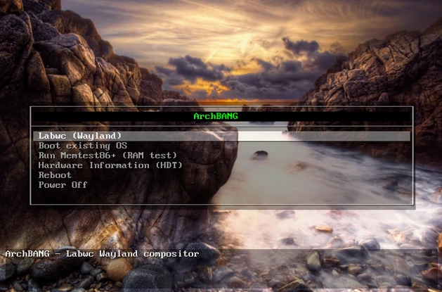 ArchBang Linux boot screen