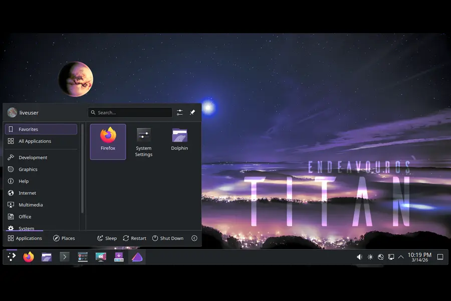 EndeavourOS Titan Screenshot