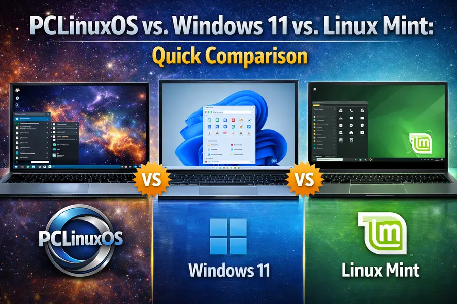 PCLinuxOS vs. Windows 11 vs. Linux Mint Quick Comparison